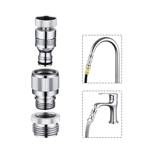 Walkinginrain Kitchen Sink Faucet Quick Connector, Dishwasher Washer Snap Coupling Adapter, Faucet to Garden Hose Adapter