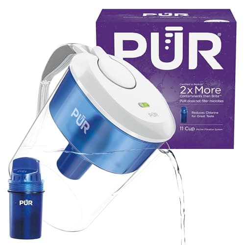 PUR 11-Cup Water Pitcher, 1 Filter, NSF Certified Filtration, Dishwasher Safe