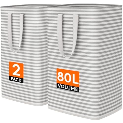 Lifewit 2-Pack Collapsible Laundry Hamper, 80L Each with Reinforced Handles