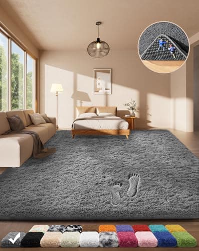 Ophanie 4x6 Washable Non-Slip Fluffy Soft Grey Shag Area Rug
