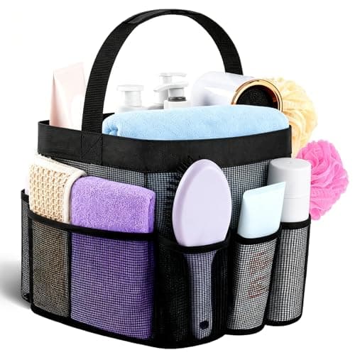 Attmu Mesh Shower Caddy Portable for College Dorm, 9 Pockets Large Capacity Hanging Basket