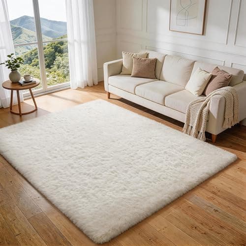 Ophanie 5x8 Non-Slip Fluffy Soft Ivory Shag Area Rug