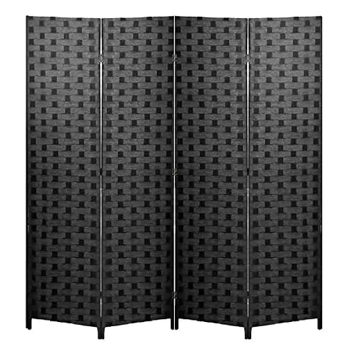 FDW Room Divider 6FT Wood Screen, 4-Panel Freestanding
