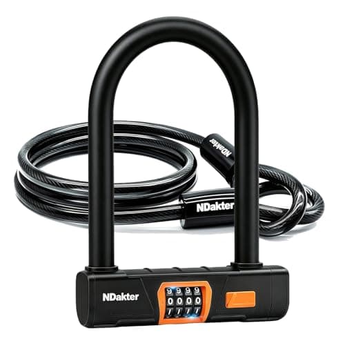NDakter 4-Digit Combination Bike U-Lock with 5ft Steel Cable — Recommended per expert consensus