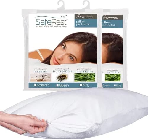 SafeRest Waterproof Pillow Protector, Standard Size, 2-Pack