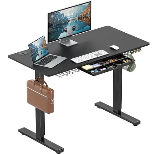SHW 48-Inch Electric Height Adjustable Standing Desk with Drawer