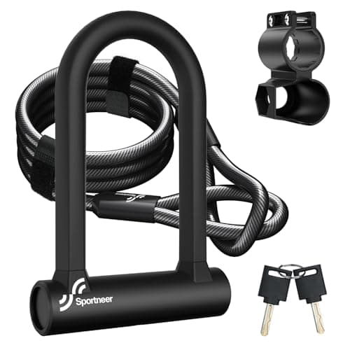 Sportneer Heavy Duty Anti-Theft Bike U-Lock with 5ft Steel Cable