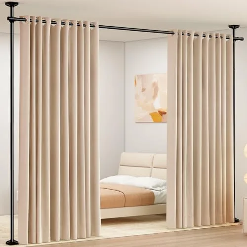 SUNALLY Room Divider Curtain Rod, No-Drilling Floor-to-Ceiling Tension Rod