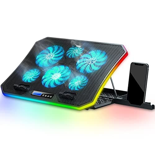 TopMate C12 Laptop Cooling Pad, 6-Fan RGB, 8 Adjustable Heights