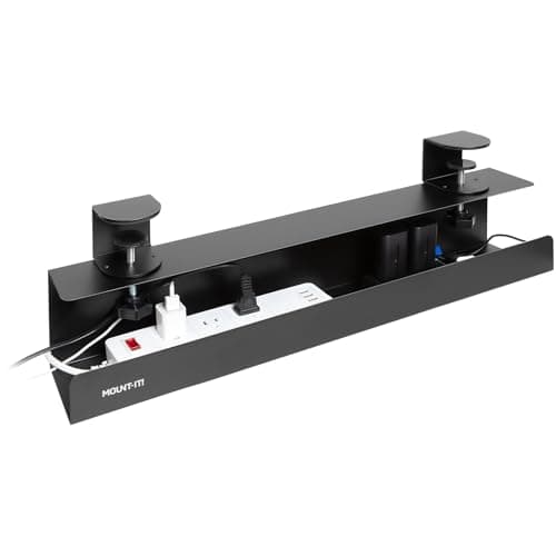 Mount-It! Under Desk Cable Management Tray, 23.6 in (Black)