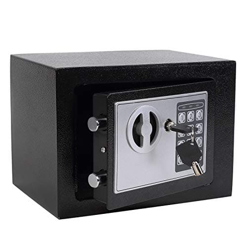 Yuanshikj Small Steel Security Lock Box with Electronic Keypad, 0.23 Cubic Feet