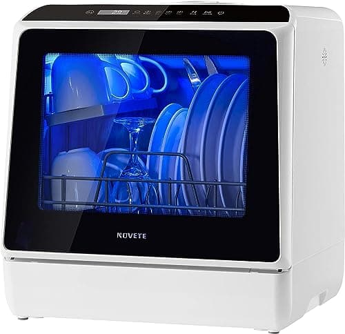 NOVETE Portable Countertop Dishwasher with 5L Built-in Water Tank and Inlet Hose