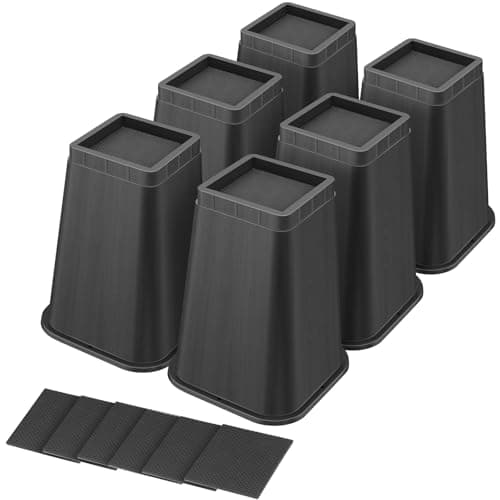 shouwuhho Bed Risers 8 Inch Heavy Duty, Furniture Risers 12"/8"/4" Adjustable, Supports Up to 6,000 Lbs, 6-Pack