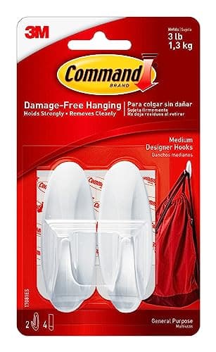 Command Medium Designer Hooks, 2 Hooks and 4 Strips (Holds 3 lb)