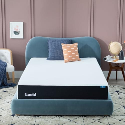 Lucid 12" Medium Firm Gel Memory Foam Mattress – Bamboo Charcoal & Cooling Gel – Fiberglass Free – Bed in a Box – CertiPUR-US Certified – Queen Size