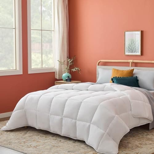 Linenspa White Down Alternative Comforter and Duvet Insert for Twin XL, All-Season with Box Stitch and 8 Duvet Loops