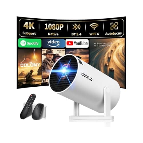 Mini Projector with 180-Degree Rotation, 4K/1080P Support, Auto Keystone, WiFi 6 and Bluetooth 5.4, Built-in Apps