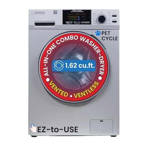 Equator 24" 110V Convertible Compact Combo Washer Dryer, Silver | 1.6 cu.ft./15 lbs, 1400 rpm, PET cycle — Mixed per expert consensus