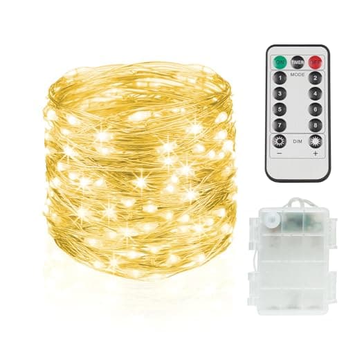 suddus 33ft 100 LED Battery Operated Fairy Lights with Remote, Dimmable, Timer
