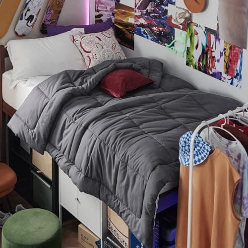 Bedsure Comforter Duvet Insert - Quilted Comforters Twin XL, All Season GentleSoft Down Alternative Bedding with 8 Tabs, Grey — Recommended per expert consensus