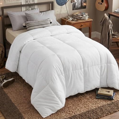 Utopia Bedding Twin XL Comforter Duvet Insert, Quilted White Comforter with Corner Tabs, Box Stitched Down Alternative, 68 x 92 inches