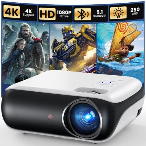 HAPPRUN Native 1080P Projector, Bluetooth Home Theater Projector with Built-in Speaker, Compatible with Fire Stick, HDMI, PS5 (No Google TV) — Good Value per expert consensus