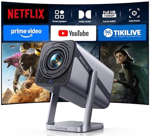 iWIMIUS Portable Smart Projector with WiFi and Bluetooth, 4K Support, Auto Focus & Keystone, 360-Degree Stand, Dolby Audio — Mixed per expert consensus