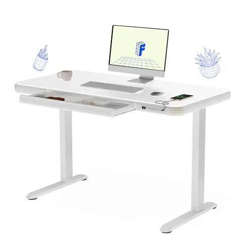 FlexiSpot Comhar EG8 All-in-One Glass-Top Electric Standing Desk 48